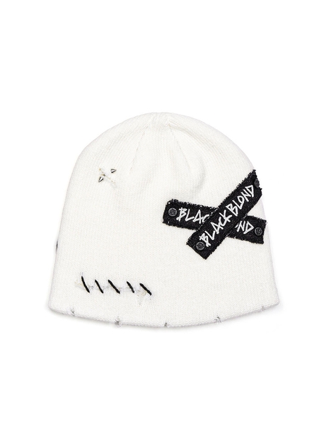 BBD Hand-stitched Graffiti Logo Beanie (White)