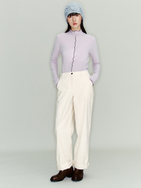 Color Block Interlock Turtleneck_light purple