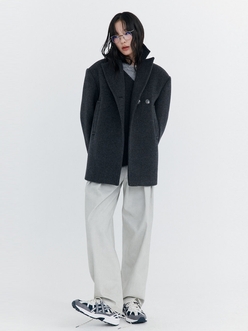 Wool Half Coat_Charcoal