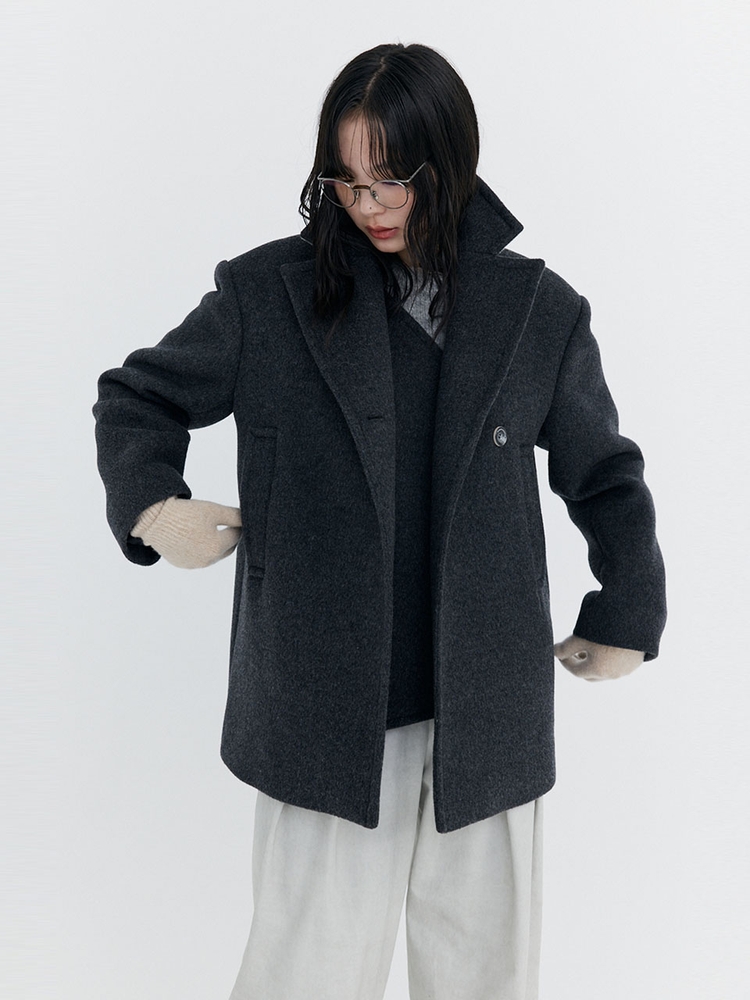 Wool Half Coat_Charcoal