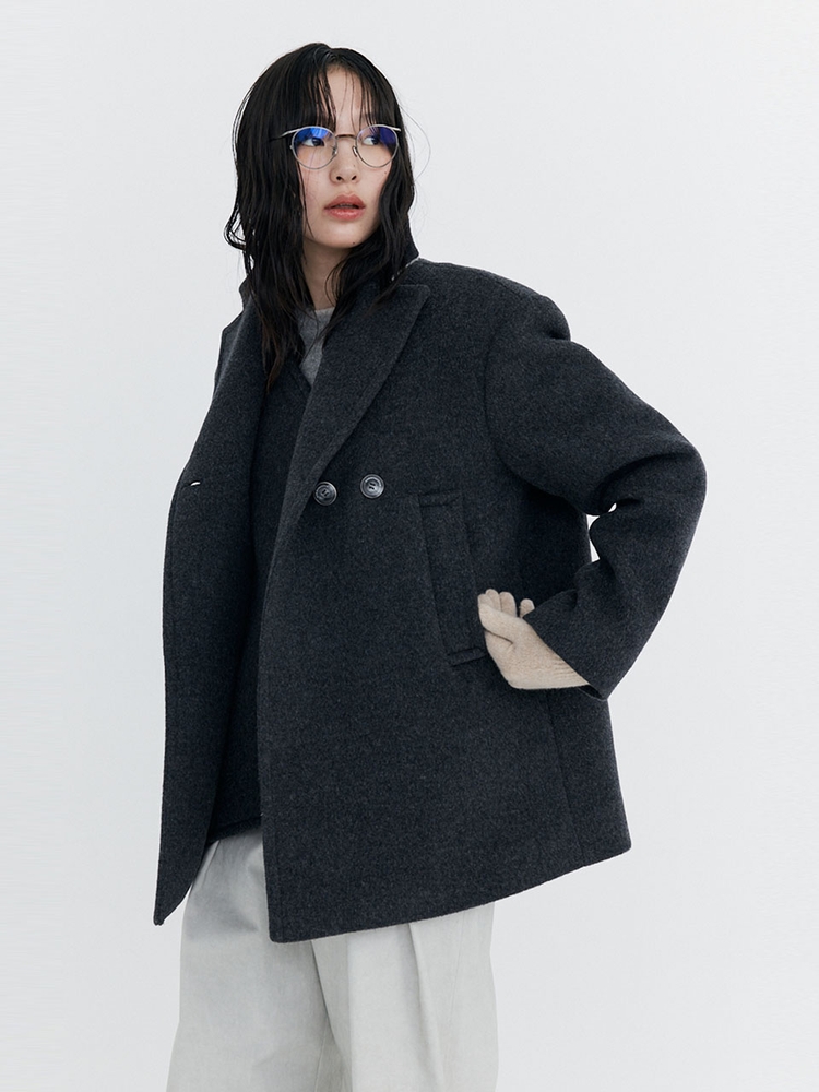 Wool Half Coat_Charcoal