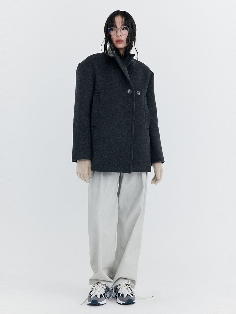 Wool Half Coat_Charcoal