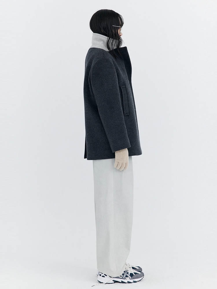 Wool Half Coat_Charcoal