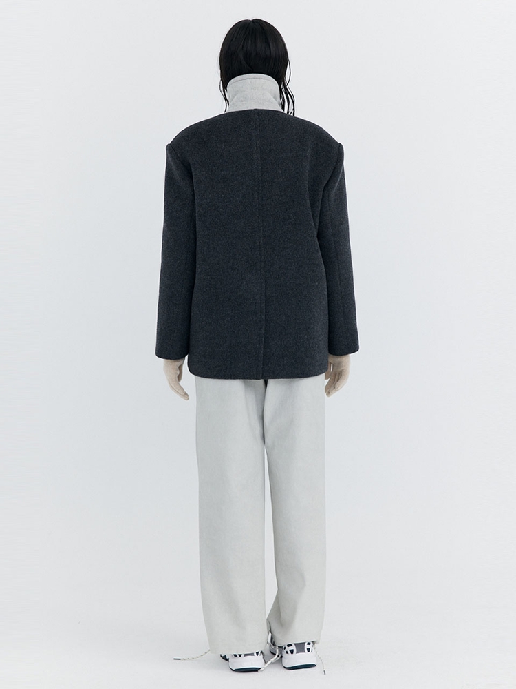 Wool Half Coat_Charcoal