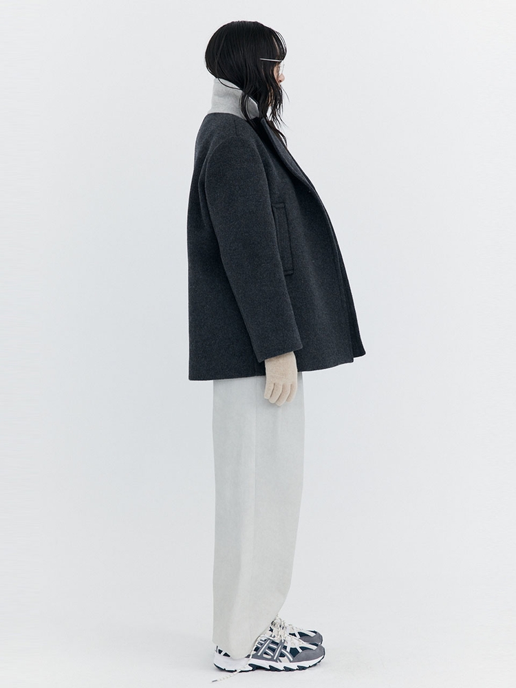 Wool Half Coat_Charcoal