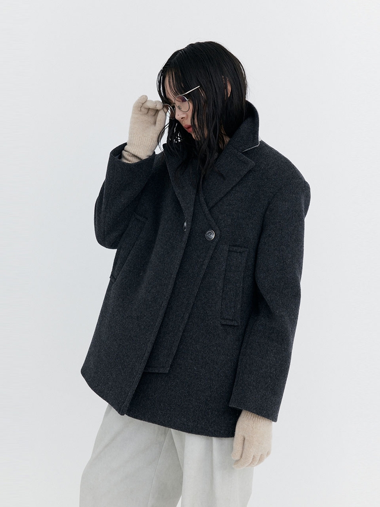 Wool Half Coat_Charcoal