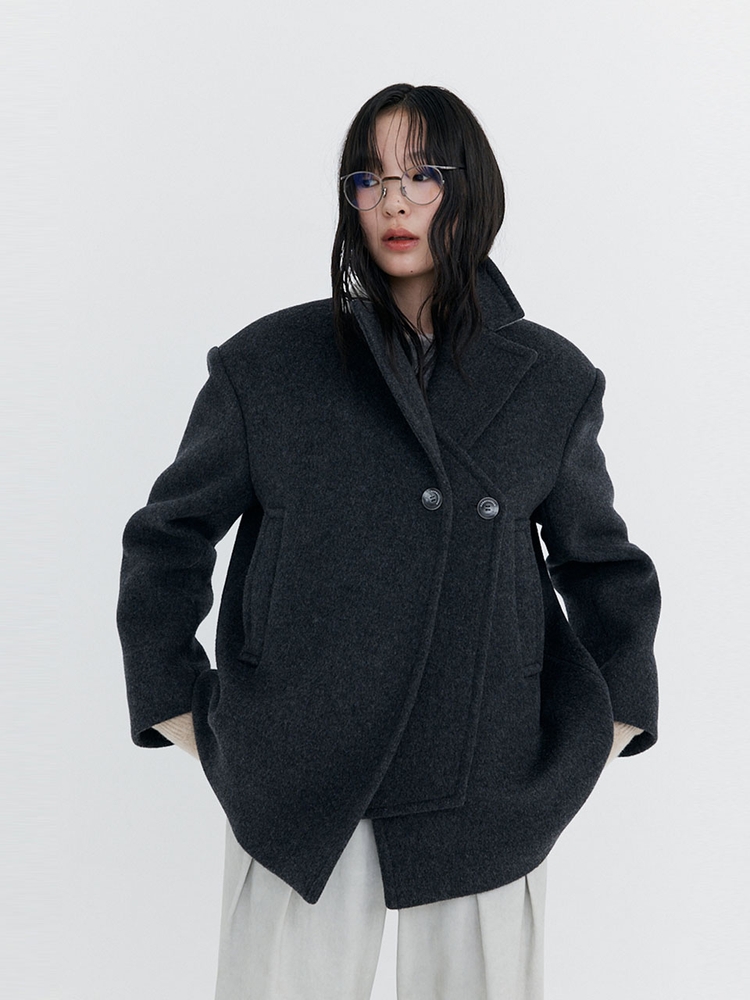 Wool Half Coat_Charcoal