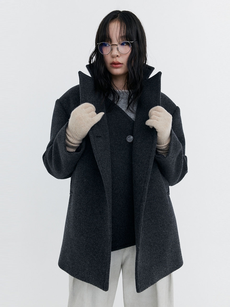 Wool Half Coat_Charcoal