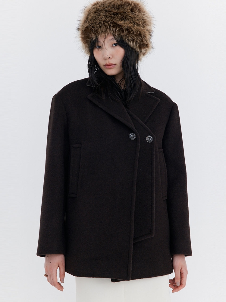 Wool Half Coat_Brown