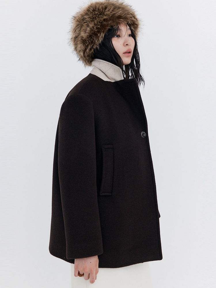 Wool Half Coat_Brown