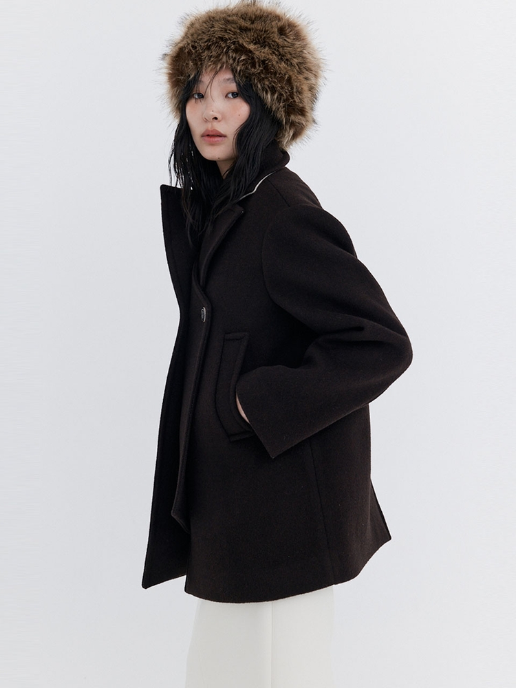 Wool Half Coat_Brown