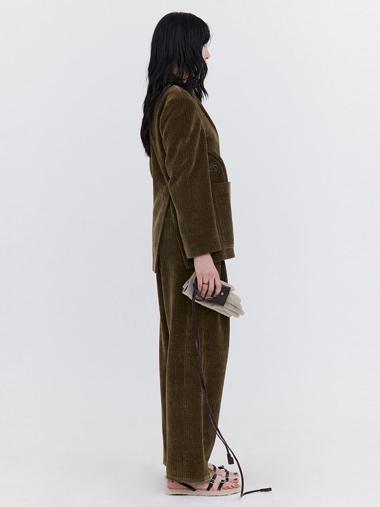 Corduroy Wide Pants_Khaki