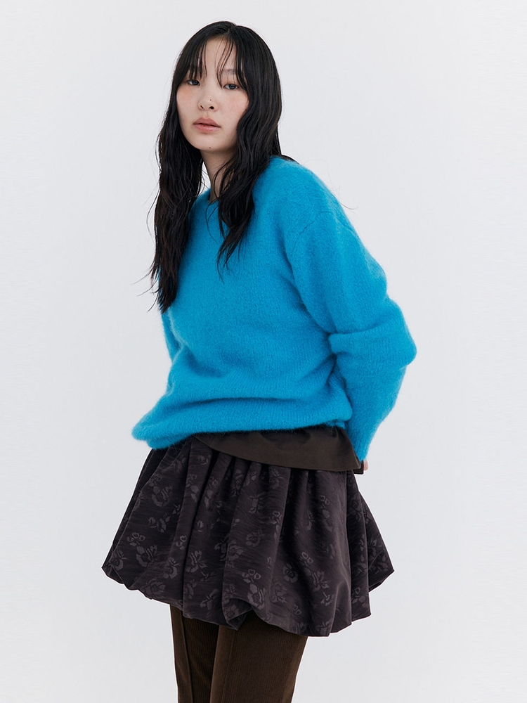 Alpaca Boucle Knit Pullover_Blue