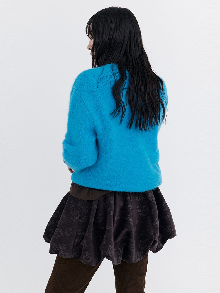 Alpaca Boucle Knit Pullover_Blue