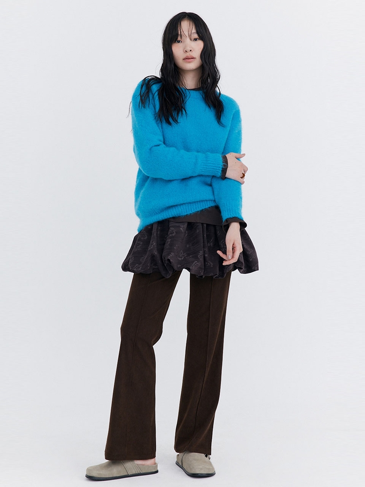 Alpaca Boucle Knit Pullover_Blue