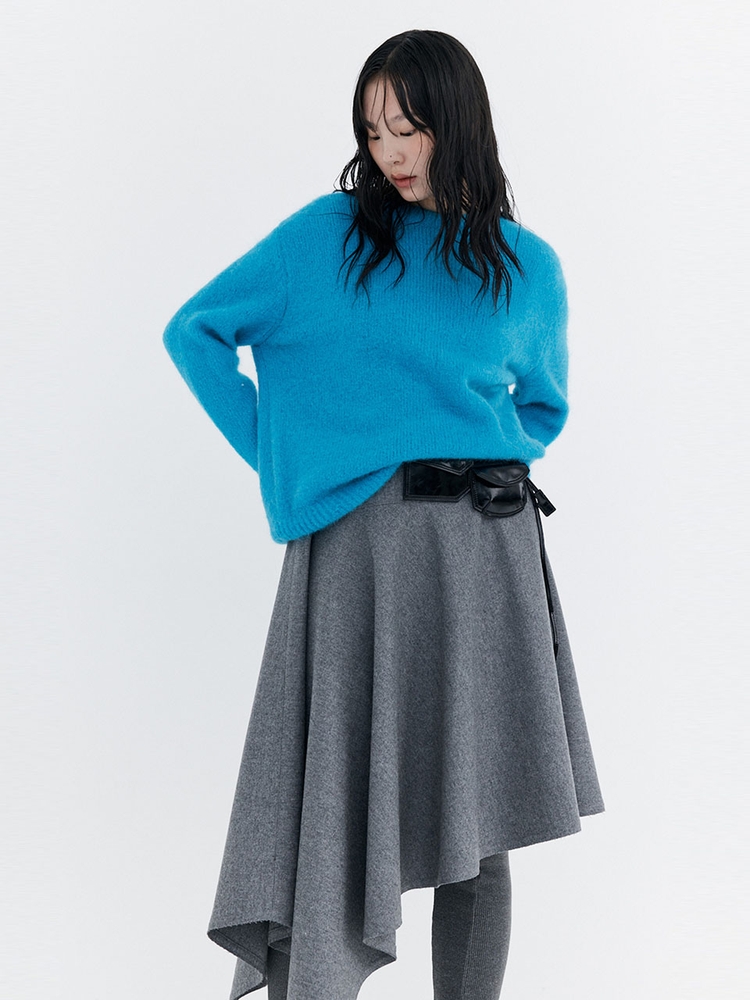 Alpaca Boucle Knit Pullover_Blue