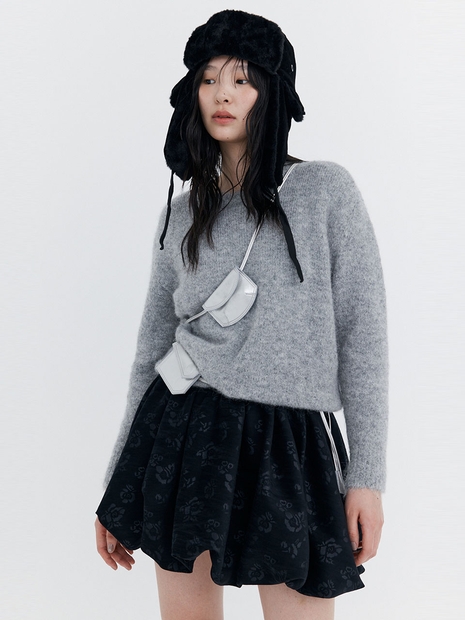 Alpaca Boucle Knit Pullover_Grey