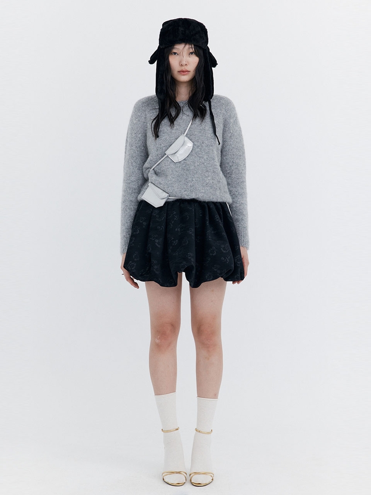 Alpaca Boucle Knit Pullover_Grey