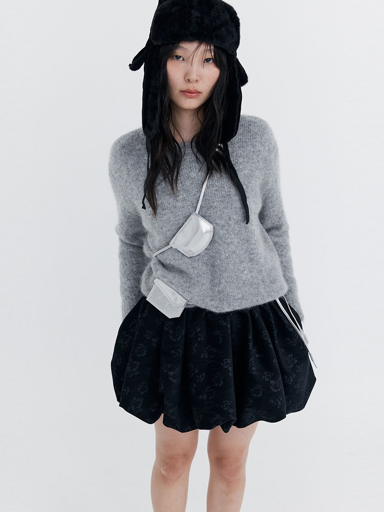 Alpaca Boucle Knit Pullover_Grey