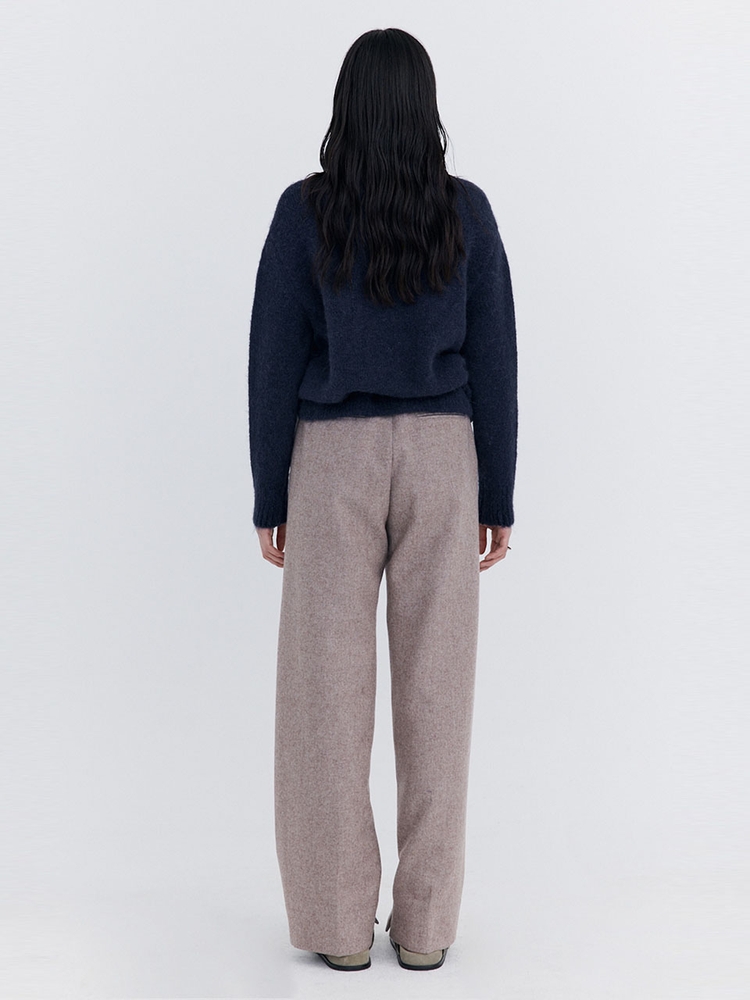 Alpaca Boucle Knit Pullover_Navy