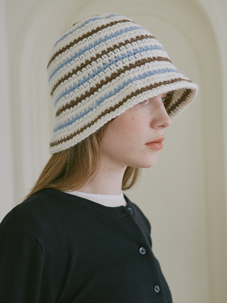 Wool Stripe Crochet Hat (3 Colors)