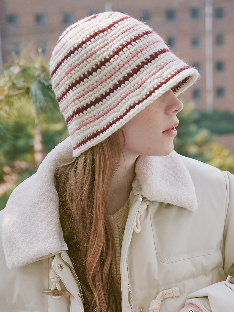 Wool Stripe Crochet Hat (3 Colors)