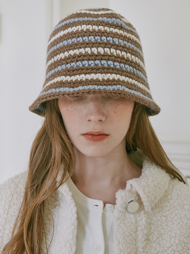 Wool Stripe Crochet Hat (3 Colors)