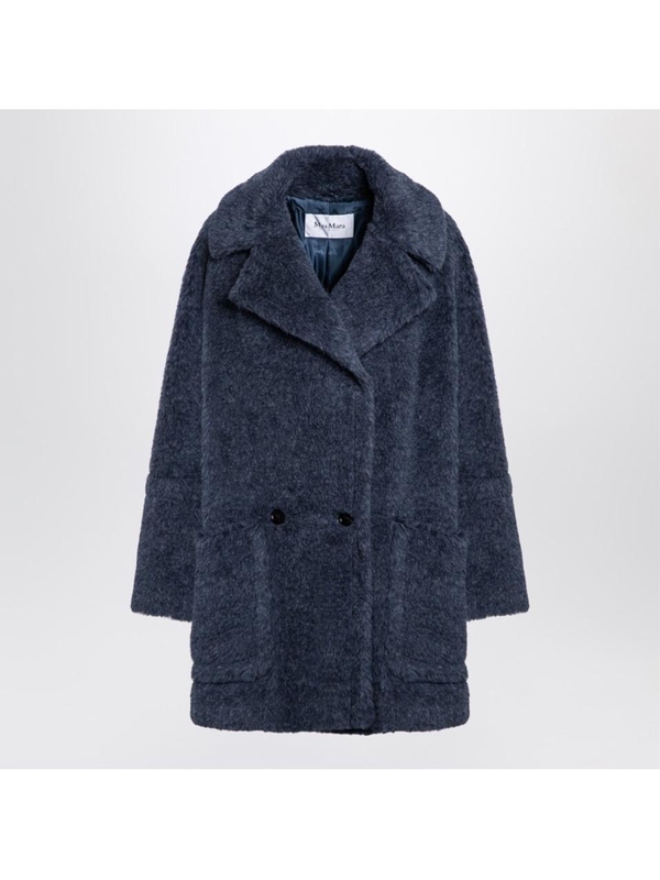 막스마라 FW24 Max Mara Teddy Bear Icon short coat blue jeans TEDGIRL1WO White