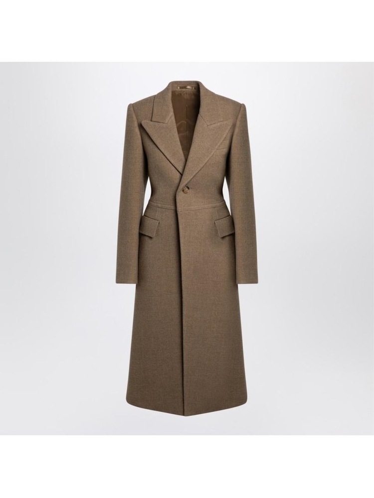 버버리 FW24 Burberry Beige single-breasted wool coat 8099614160286 Grey