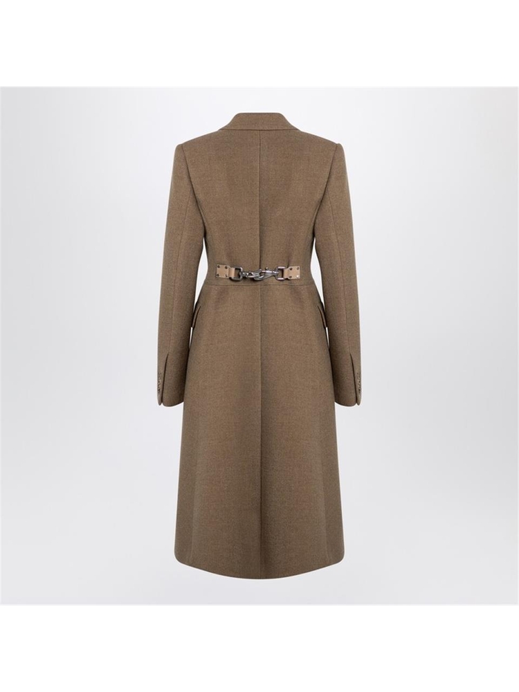 버버리 FW24 Burberry Beige single-breasted wool coat 8099614160286 Grey