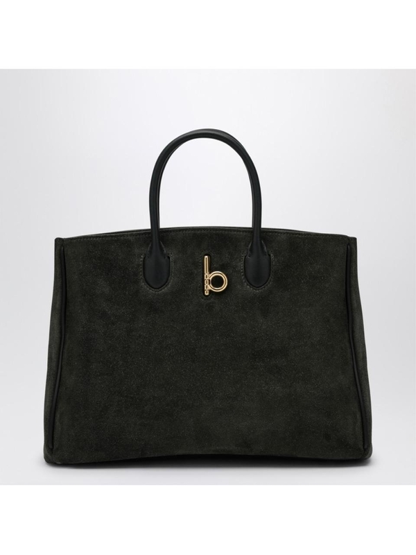 버버리 FW24 Burberry Rocking Horse medium dark green suede tote 8099557158524 Brown