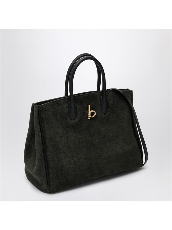 버버리 FW24 Burberry Rocking Horse medium dark green suede tote 8099557158524 Brown