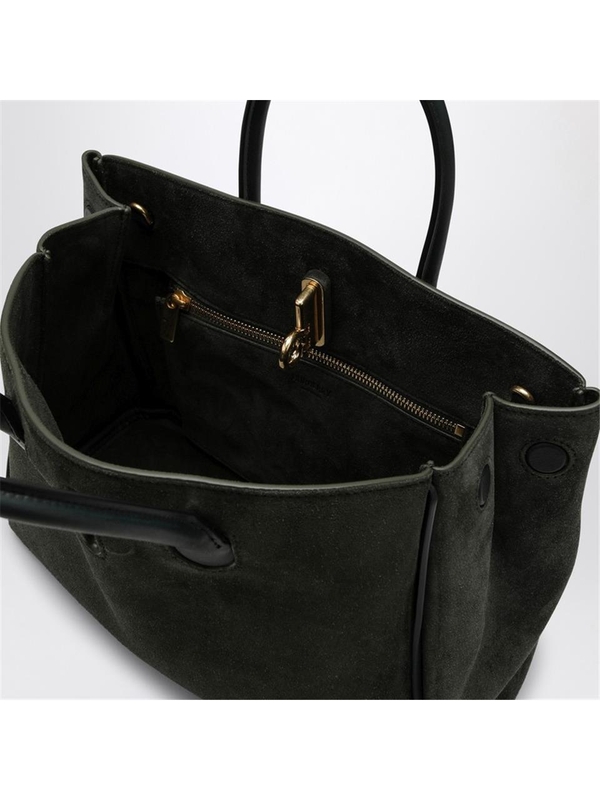 버버리 FW24 Burberry Rocking Horse medium dark green suede tote 8099557158524 Brown