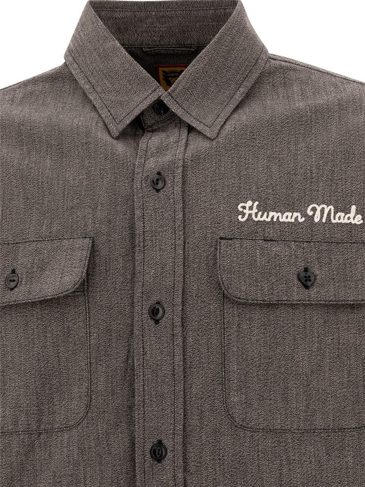 휴먼 메이드 FW24 Salt & Pepper shirt HM28SH003CHARCOAL Grey