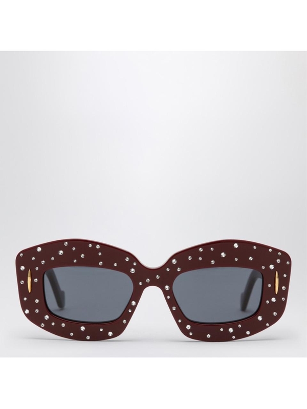 로에베 SS25 Loewe Smooth Pave Screen burgundy sunglasses LW4114ISPVC Burgundy