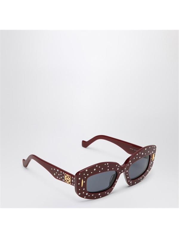 로에베 SS25 Loewe Smooth Pave Screen burgundy sunglasses LW4114ISPVC Burgundy