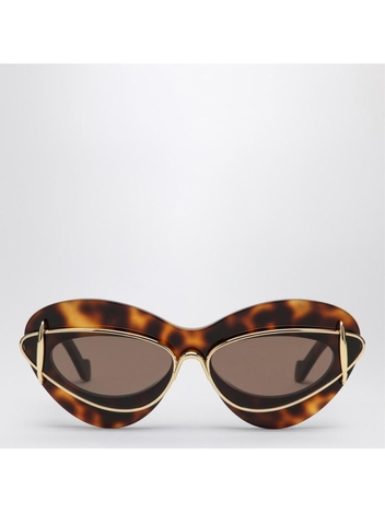 로에베 SS25 Loewe Cat-eye sunglasses in havana acetate and metal LW40119IPVC Brown