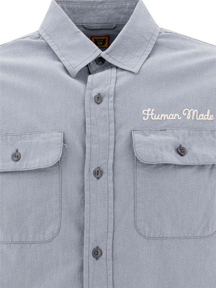 휴먼 메이드 FW24 Salt & Pepper shirt HM28SH003BLUE Light Blue