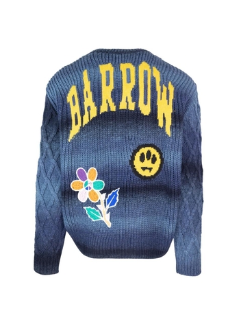 배로우 FW24 Blue sweater with graphic inlays F4BWUAJP048126 Blue