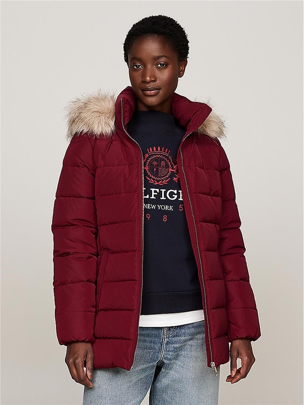 타미 힐피거 FW24 HERITAGE DOWN TYRA JACKET WITH FUR WW0WW43600 Red