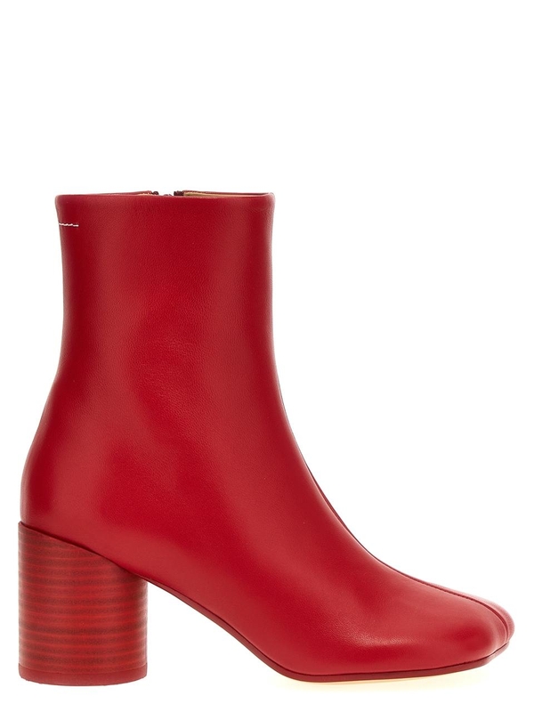 MM6 메종 마르지엘라 FW24 Stitch-out leather ankle boots S59WU0235P3628T4032 Red