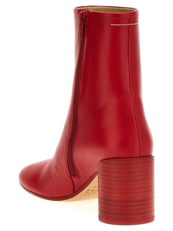 MM6 메종 마르지엘라 FW24 Stitch-out leather ankle boots S59WU0235P3628T4032 Red