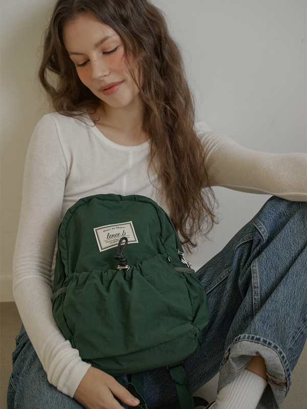 [예약배송 12/4 순차출고] 미니 스트링 백팩 딥그린 Mini string backpack Deep green