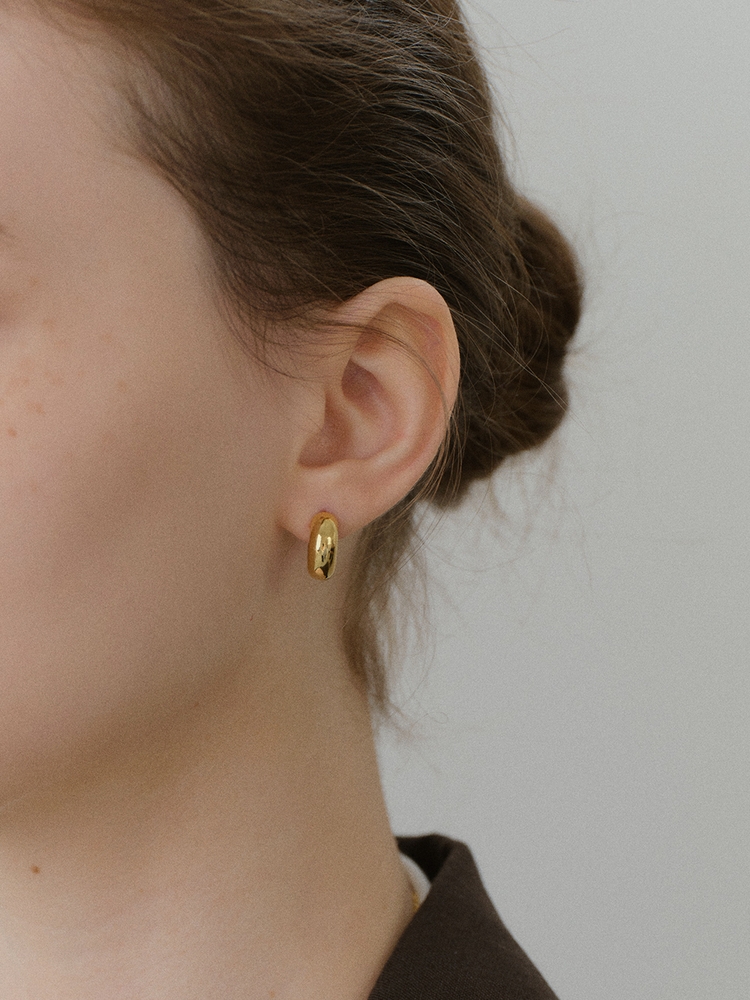 [White gold] Boat Hoop Earrings