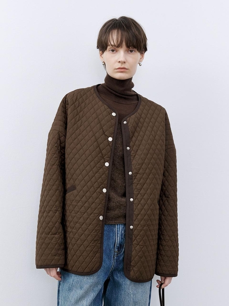 TG_Quilted round neck jacket_2color