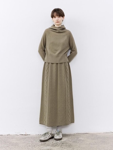 10/30예약배송_TG_Cable woolen knit skirt