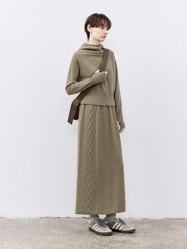 10/30예약배송_TG_Cable woolen knit skirt