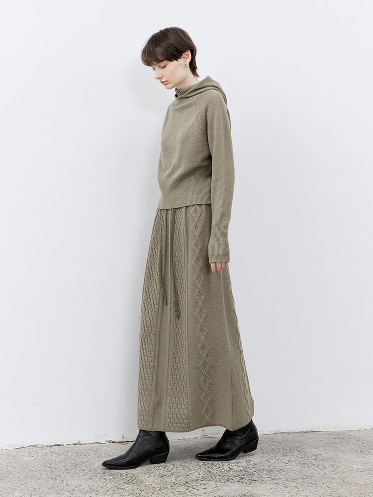 10/30예약배송_TG_Cable woolen knit skirt