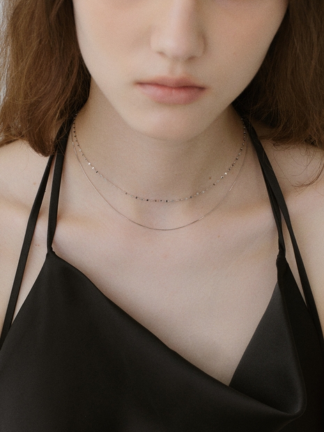 [White gold] Cutting Chain Necklace