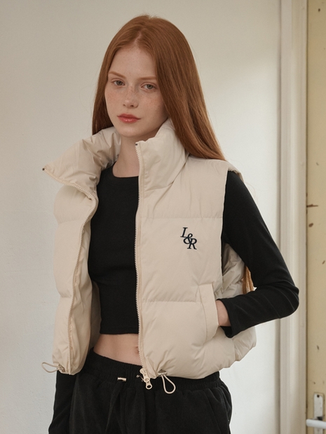 Crop padded vest Cream